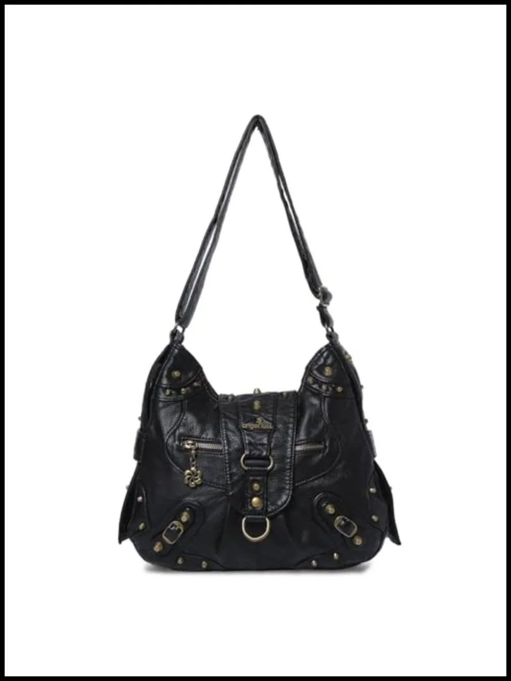 Studded Vegan Leather Hobo Bag Crossbody Shoulder Purse Retro
